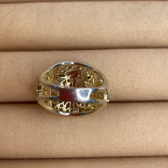 Cate d' Argent Ring 14k Gold Plated Over 925 Sterling Multi Colored Stones Ring - Picture 10 of 13
